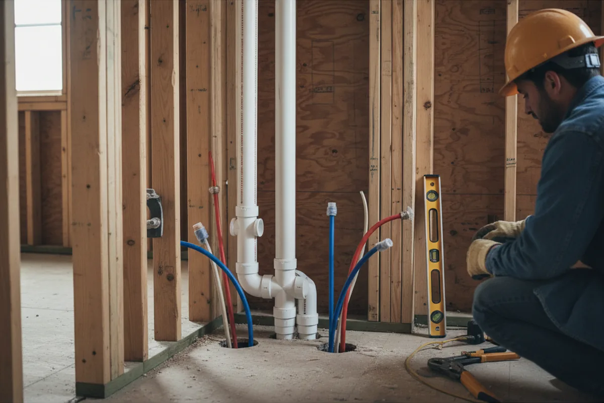 Drain and supply rough-in during Sump Pump Repair in Holland